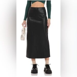 EUC black faux leather skirt